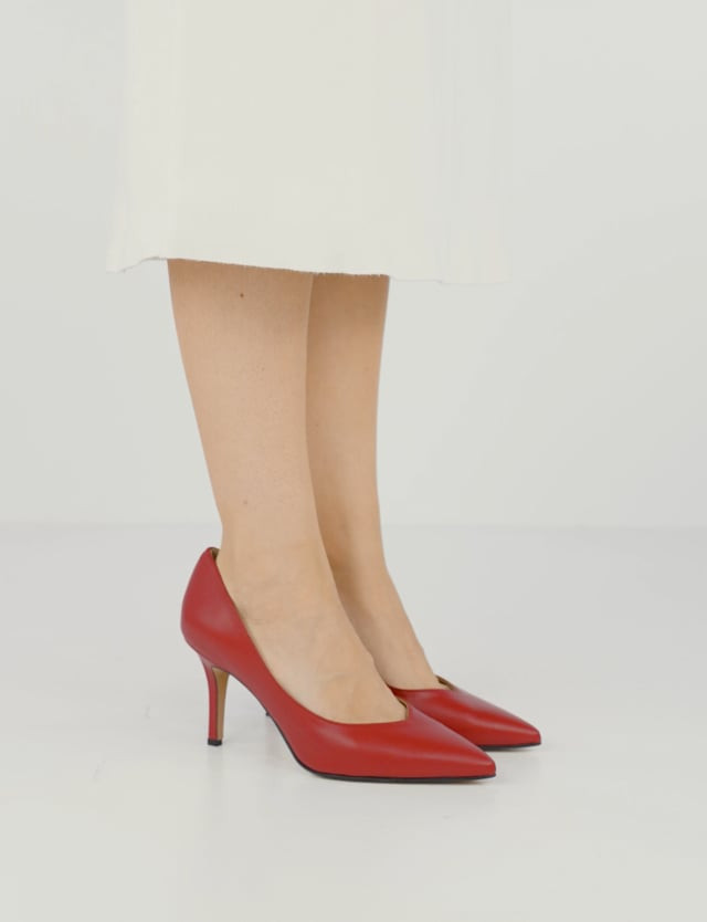 Décolleté e slingback tacco 7cm pelle rosso