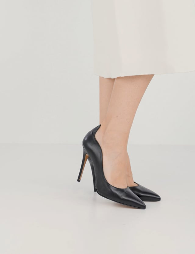 Décolleté e slingback tacco 9cm pelle nero