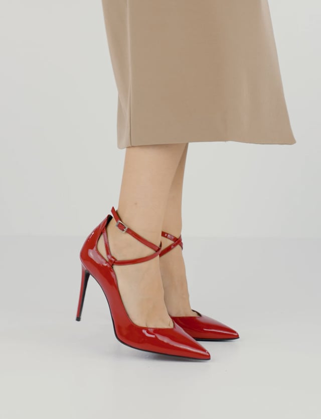 Décolleté e slingback tacco 10cm vernice rosso