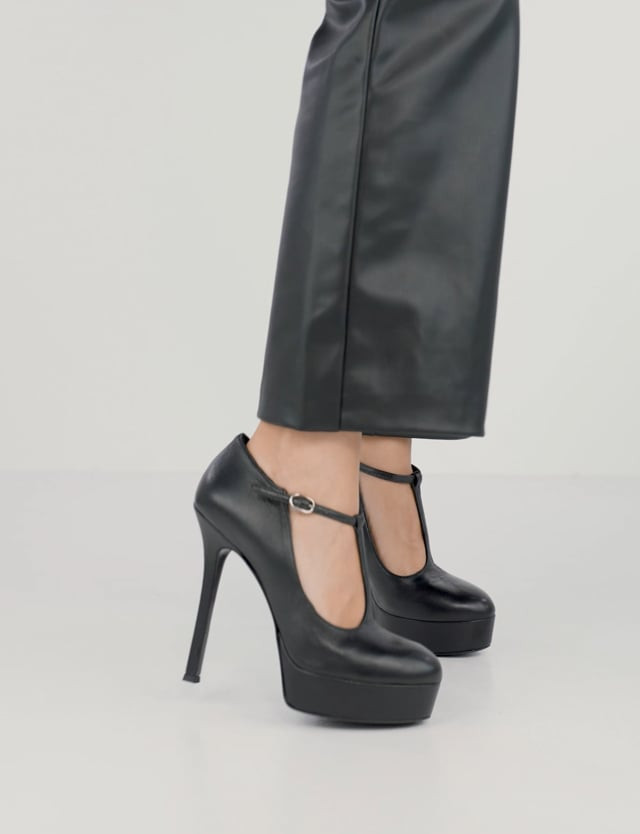 Décolleté e slingback tacco 13cm pelle nero