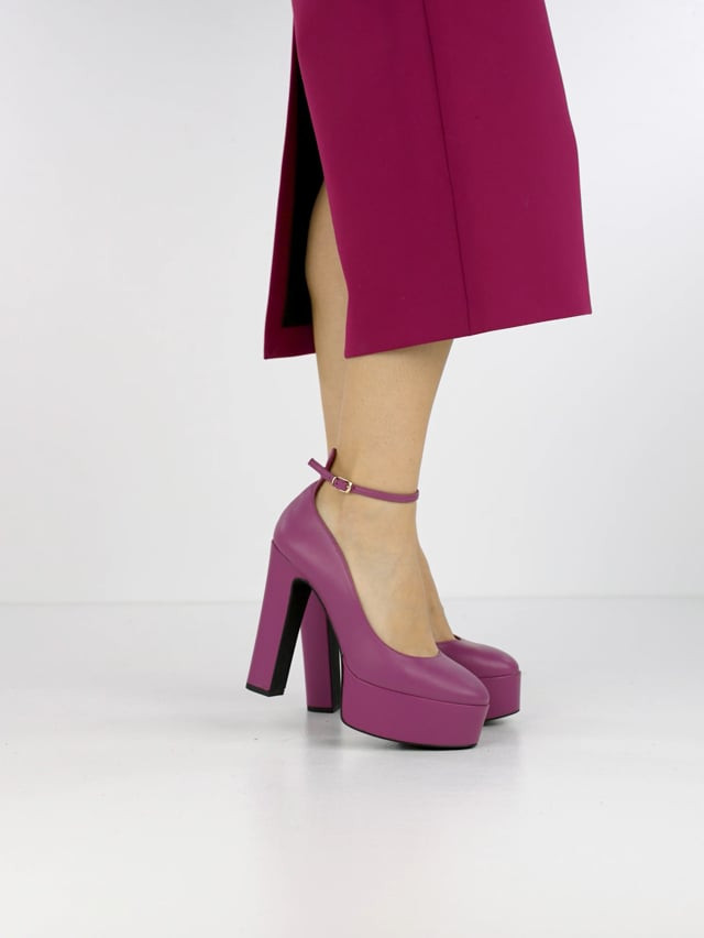 Décolleté e slingback tacco 13cm pelle viola