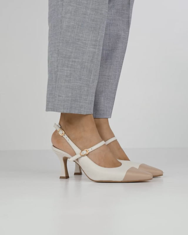 Décolleté e slingback tacco 7cm pelle bianco