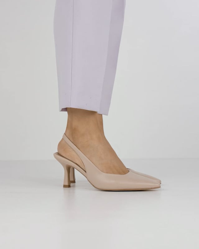 Pumps heel 7 cm beige leather