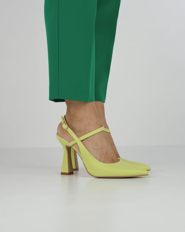 Pumps heel 9 cm green leather