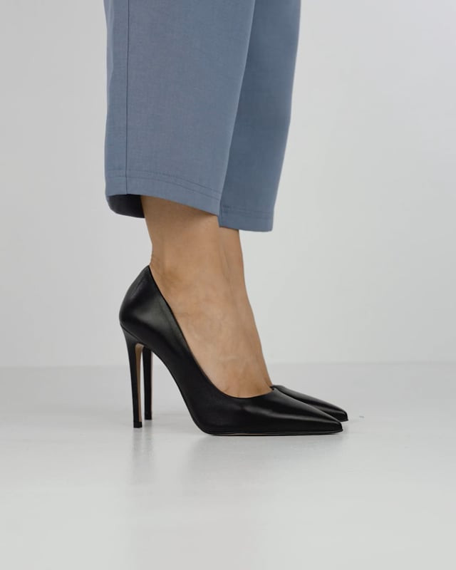 Décolleté e slingback tacco 10cm pelle nero