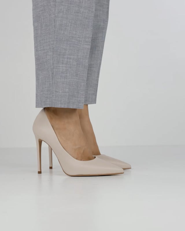 Décolleté e slingback tacco 10cm pelle beige