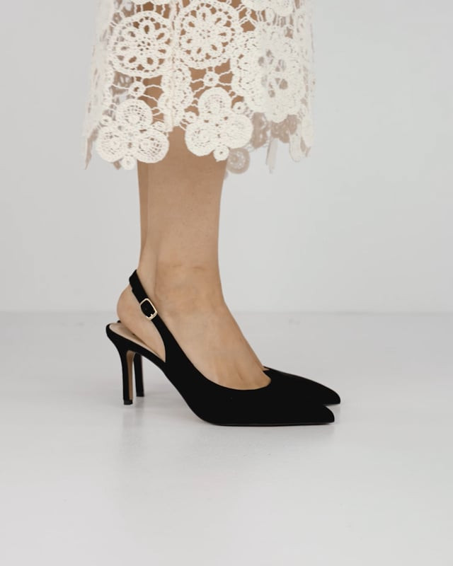 Pumps heel 7 cm black suede