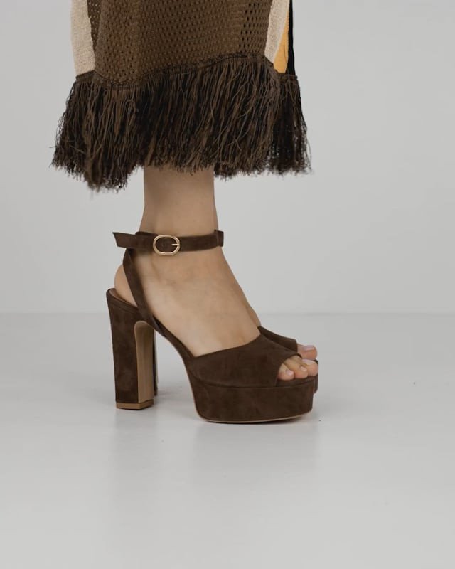 Dark brown sandal heels hotsell