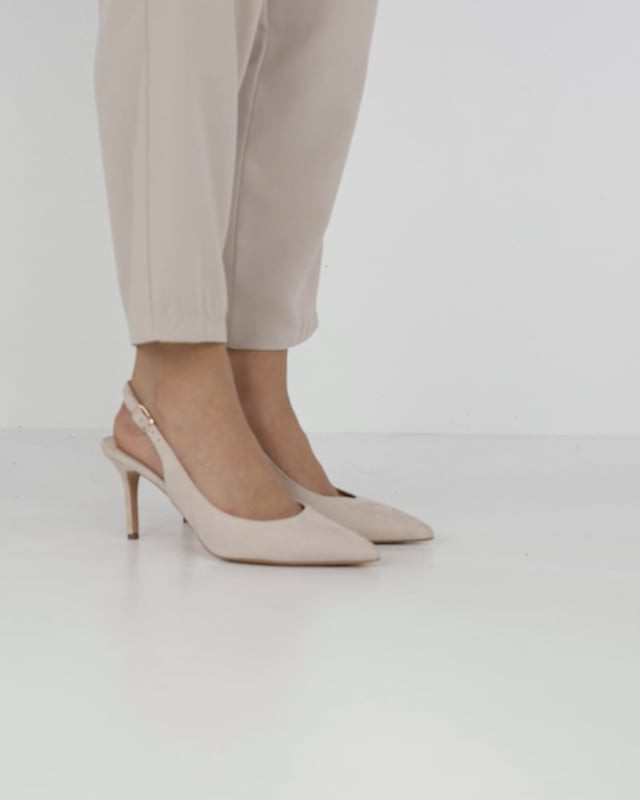 Slingback decoltè tacco 7 cm beige camoscio