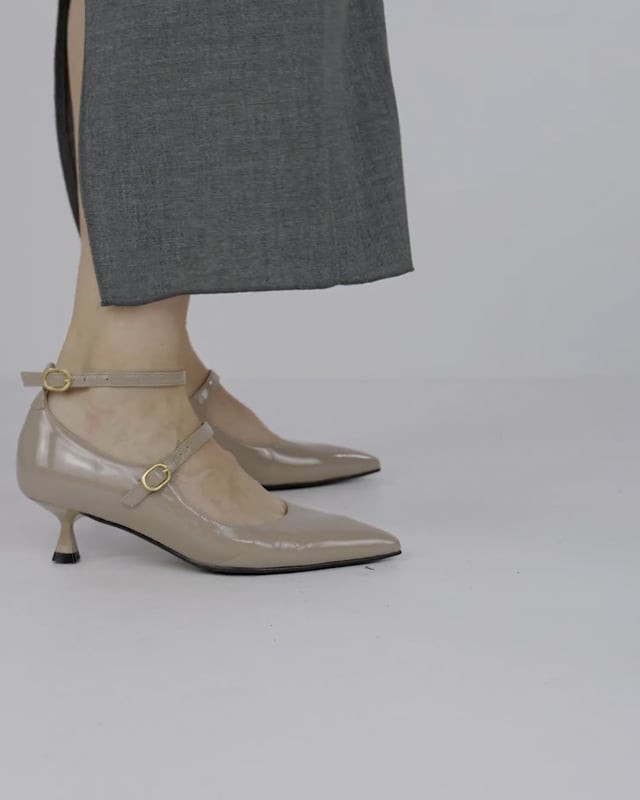 Décolleté e slingback tacco 5cm vernice beige