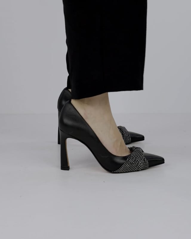 Décolleté e slingback tacco 9cm pelle nero