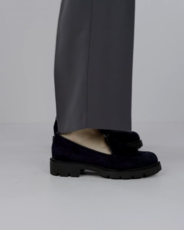 Loafers heel 2 cm blu suede