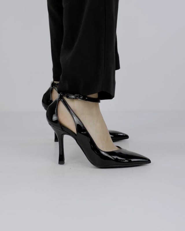 Décolleté e slingback tacco 9cm vernice nero