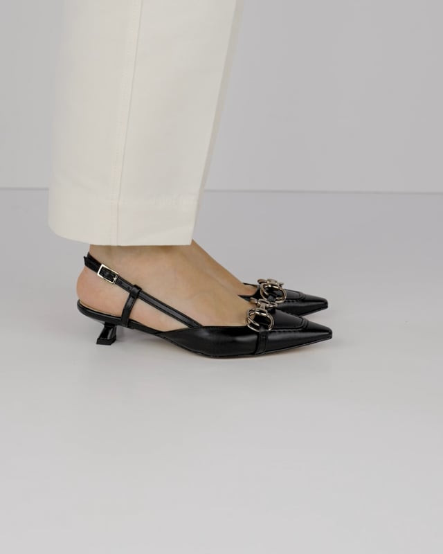 Décolleté e slingback tacco 3cm pelle nero