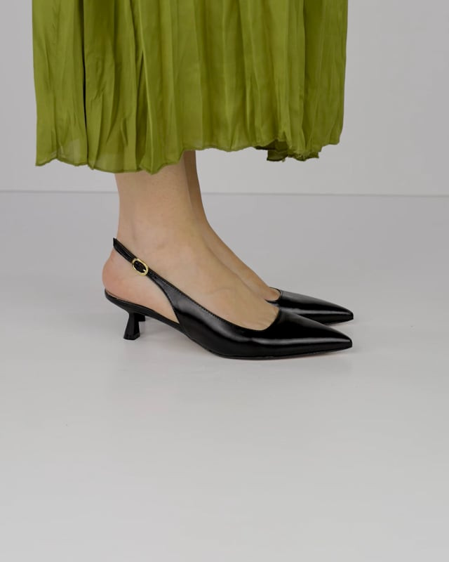 Décolleté e slingback tacco 5cm pelle nero