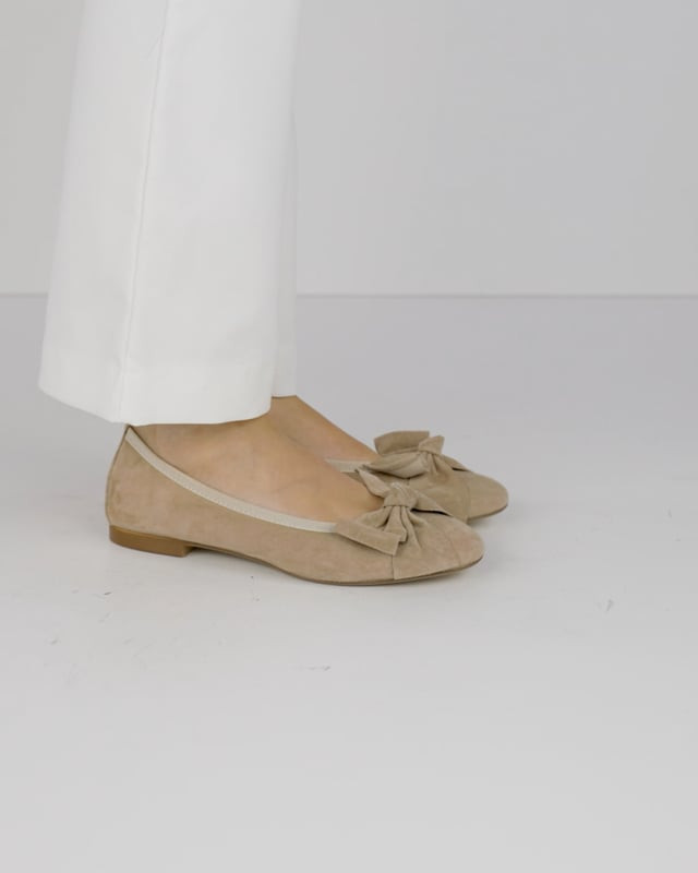 Ballerine tacco 1cm camoscio marrone