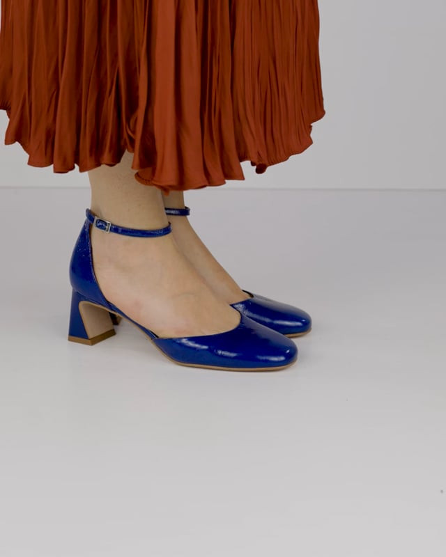 Décolleté e slingback tacco 5cm pelle blu