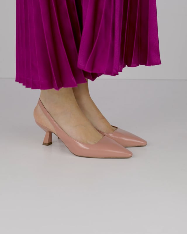 Décolleté e slingback tacco 6cm vernice rosa