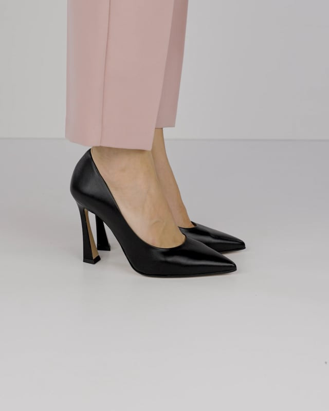 Décolleté e slingback tacco 9cm pelle nero