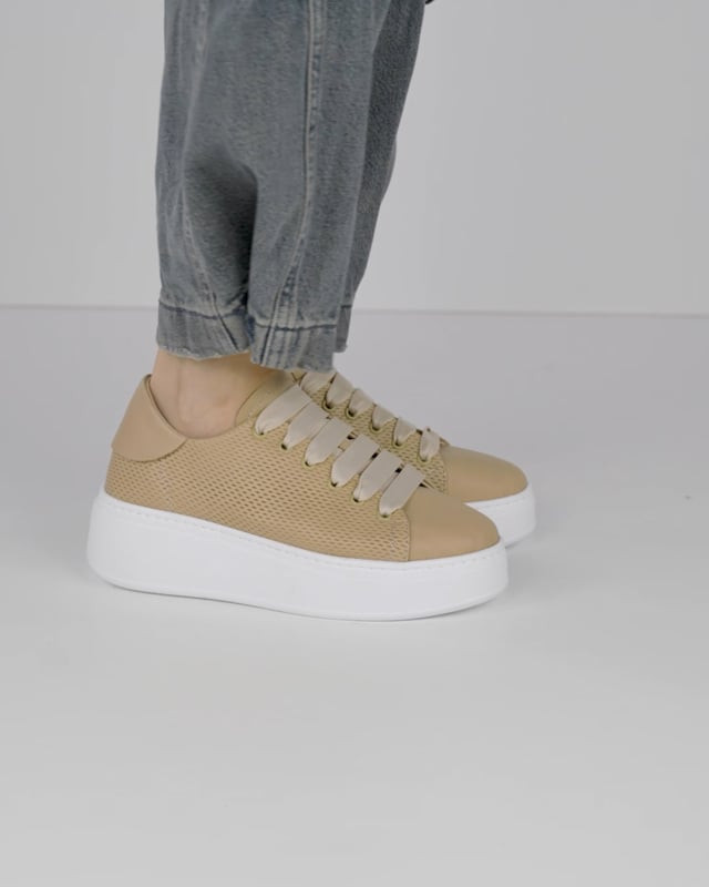 Sneakers pelle beige