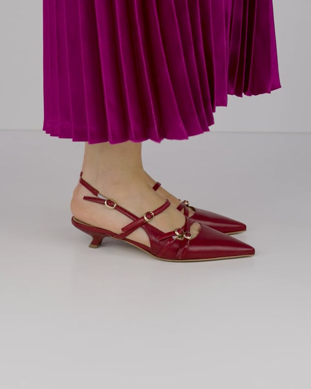 Décolleté e slingback tacco 3cm pelle bordo'