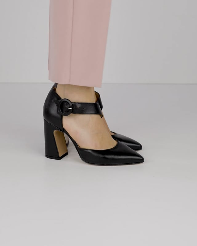 Décolleté e slingback tacco 9cm pelle nero