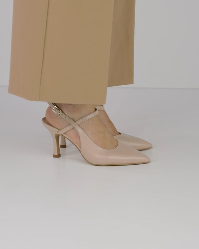 Décolleté e slingback tacco 7cm pelle beige