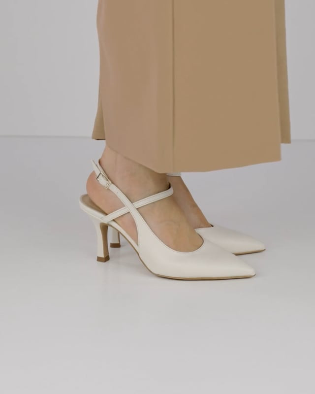 Décolleté e slingback tacco 7cm pelle bianco