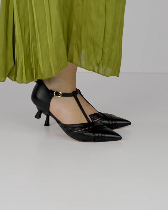 Décolleté e slingback tacco 5cm pelle nero