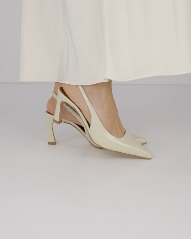 Décolleté e slingback tacco 6cm pelle bianco