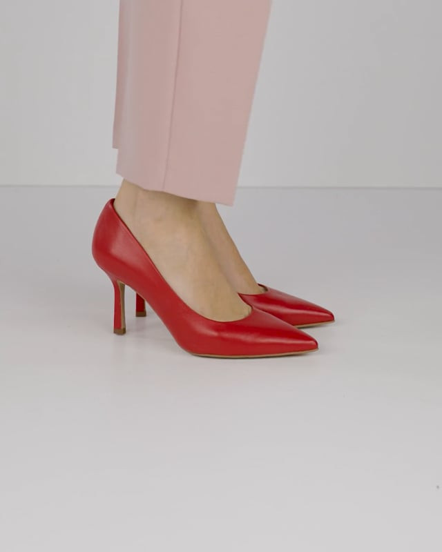 Décolleté e slingback tacco 7cm pelle rosso