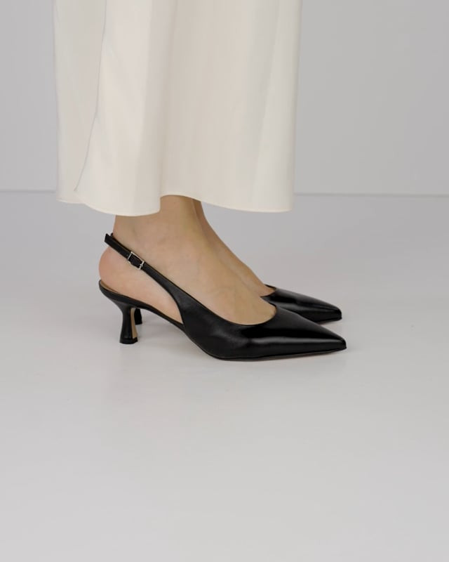 Décolleté e slingback tacco 5cm pelle nero