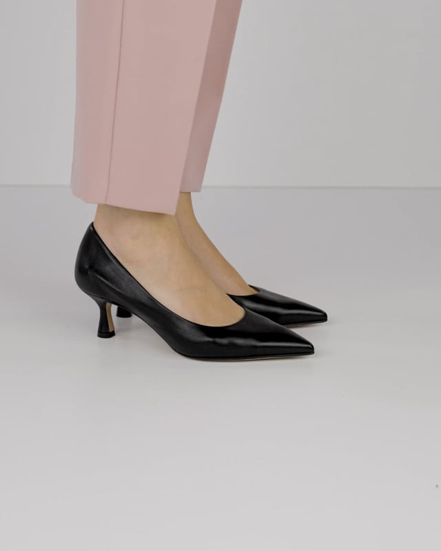 Décolleté e slingback tacco 5cm pelle nero