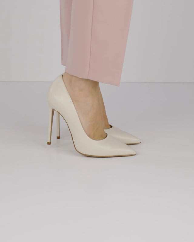 Décolleté e slingback tacco 10cm pelle bianco