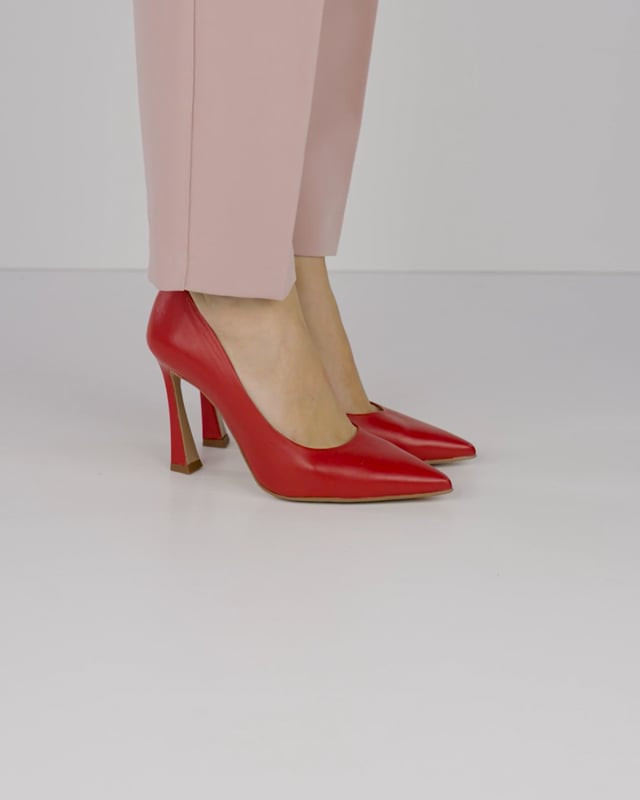 Décolleté e slingback tacco 9cm pelle rosso