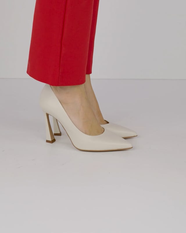 Décolleté e slingback tacco 9cm pelle bianco