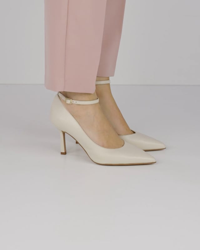 Décolleté e slingback tacco 7cm pelle bianco