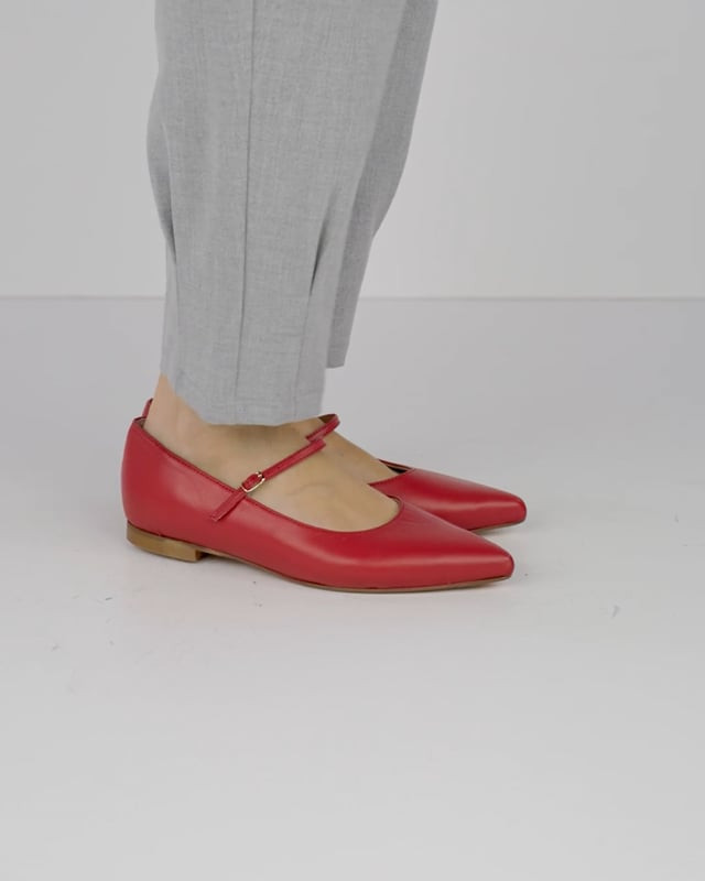 Ballerine tacco 1cm pelle rosso