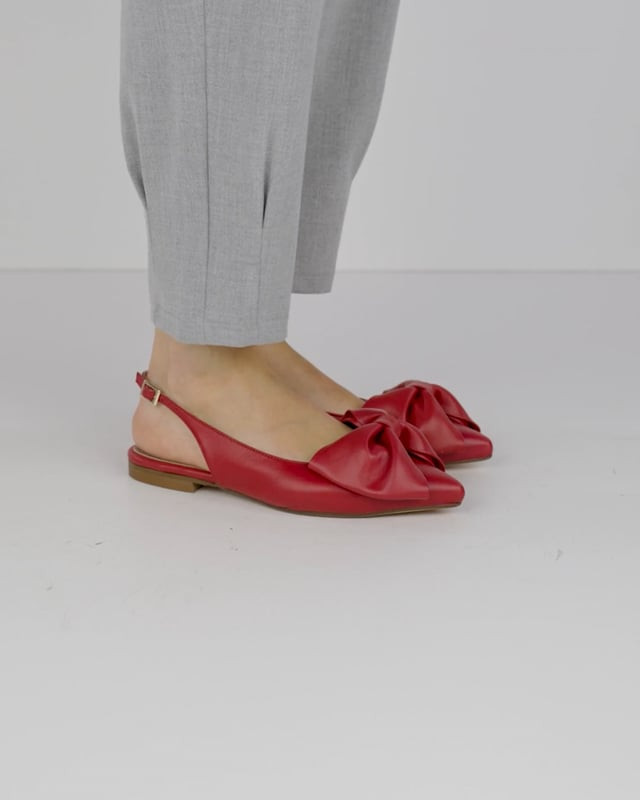 Ballerine tacco 1cm pelle rosso