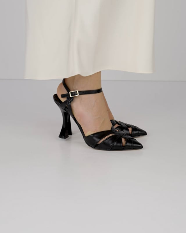 Décolleté e slingback tacco 9cm pelle nero