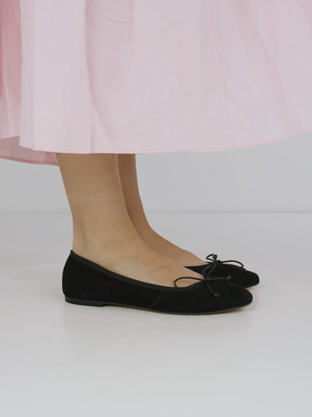 Ballerine tacco 1cm camoscio nero