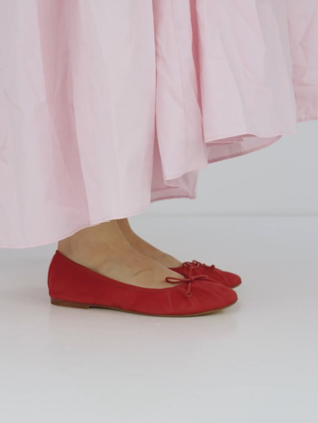 Ballerine tacco 1cm camoscio rosso