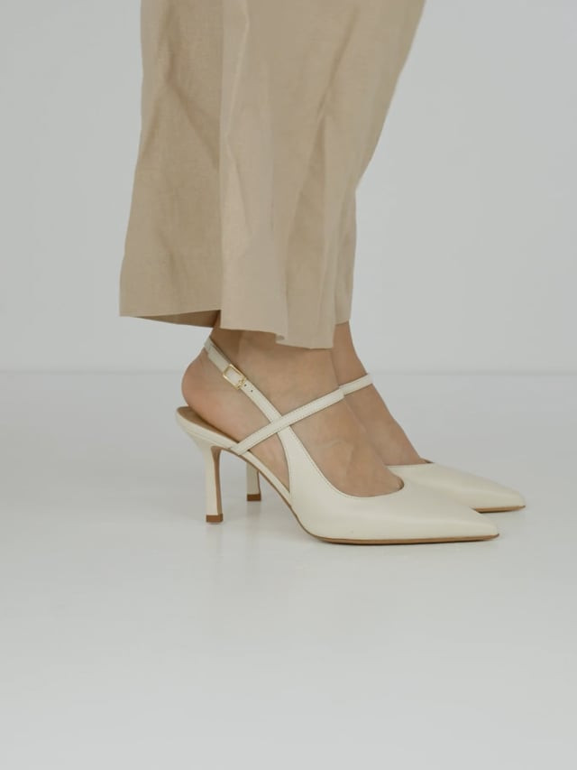 Décolleté e slingback tacco 7cm pelle bianco