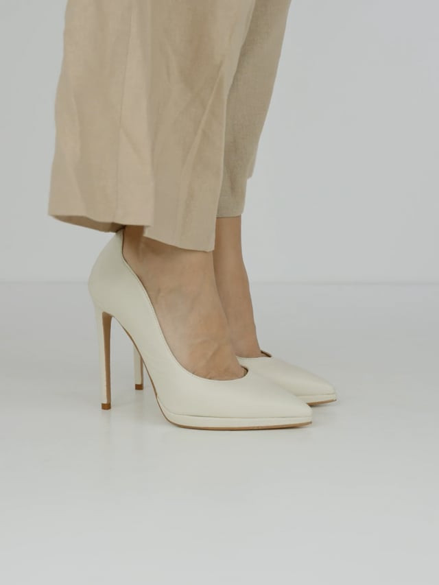 Décolleté e slingback tacco 11cm pelle bianco