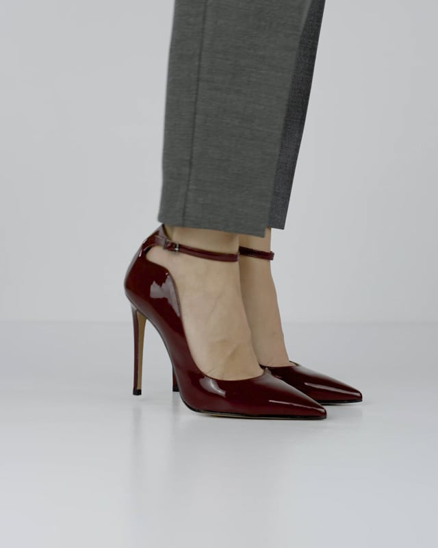 Décolleté e slingback tacco 11cm vernice bordo'