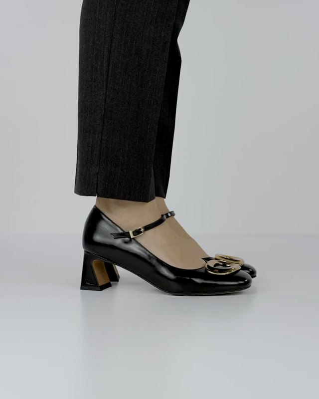 Décolleté e slingback tacco 5cm pelle nero