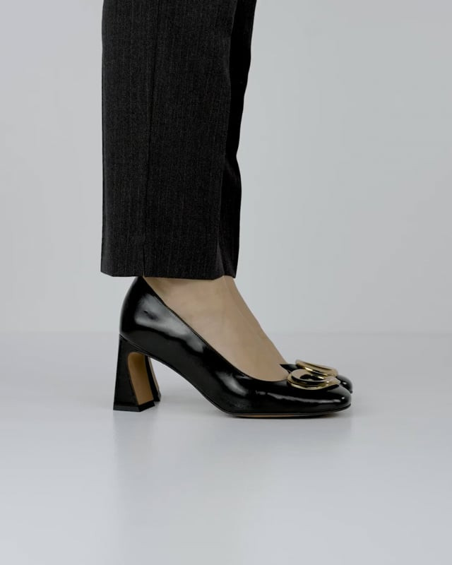 Décolleté e slingback tacco 7cm pelle nero