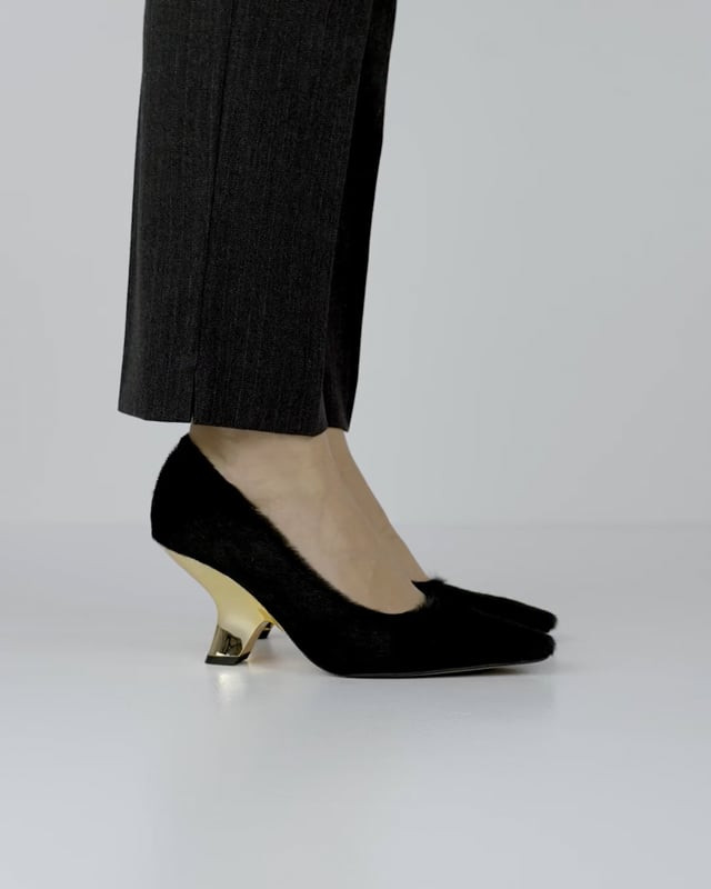 Décolleté e slingback tacco 6cm pelle nero