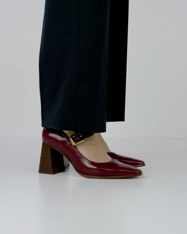 Décolleté e slingback tacco 7cm vernice bordo'