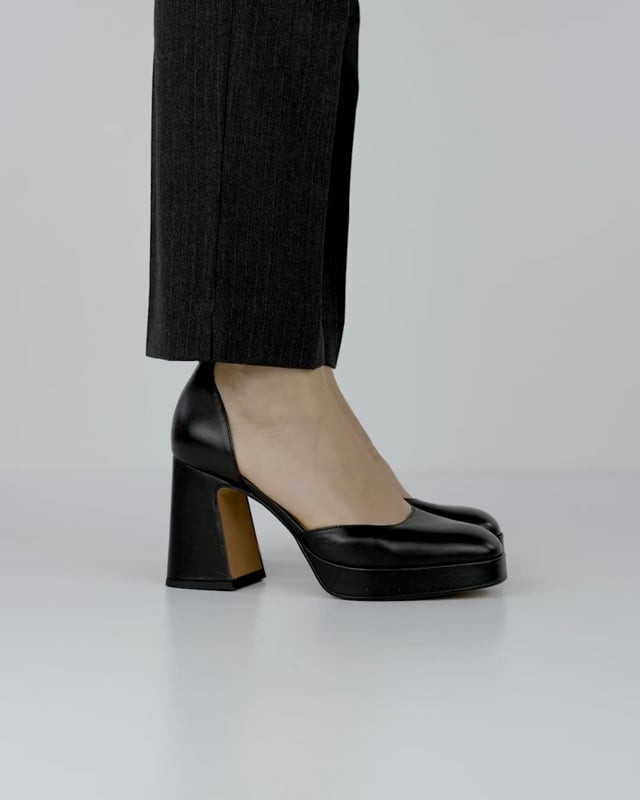 Décolleté e slingback tacco 9cm pelle nero